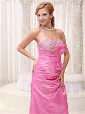 Hot Pink Bowknot Decorate For Stage Performance Wear Brush Train Evening Dress