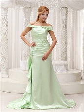 New Look Designer Prom Dress Off Shoulder Light Green Brush Train Skirt