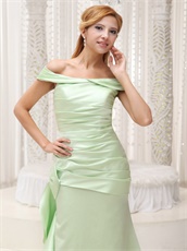 New Look Designer Prom Dress Off Shoulder Light Green Brush Train Skirt