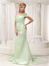 New Look Designer Prom Dress Off Shoulder Light Green Brush Train Skirt