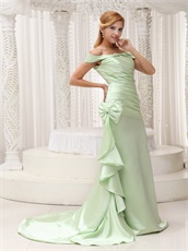 New Look Designer Prom Dress Off Shoulder Light Green Brush Train Skirt