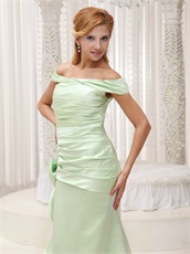 New Look Designer Prom Dress Off Shoulder Light Green Brush Train Skirt