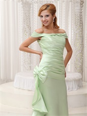 New Look Designer Prom Dress Off Shoulder Light Green Brush Train Skirt