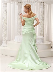 New Look Designer Prom Dress Off Shoulder Light Green Brush Train Skirt