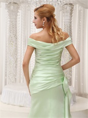 New Look Designer Prom Dress Off Shoulder Light Green Brush Train Skirt