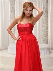 Red Sequined Bodice Sweetheart A-line Prom Dress Drinking Party Wear High Quality