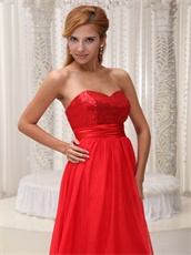 Red Sequined Bodice Sweetheart A-line Prom Dress Drinking Party Wear High Quality