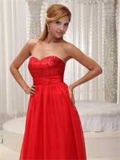 Red Sequined Bodice Sweetheart A-line Prom Dress Drinking Party Wear High Quality