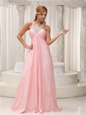Blush Scoop Cross Back Prom Dress With Handwork Beaded Stars Red Carpet Show
