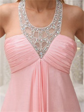 Blush Scoop Cross Back Prom Dress With Handwork Beaded Stars Red Carpet Show