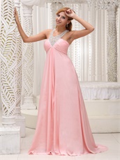 Blush Scoop Cross Back Prom Dress With Handwork Beaded Stars Red Carpet Show