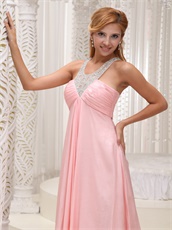 Blush Scoop Cross Back Prom Dress With Handwork Beaded Stars Red Carpet Show