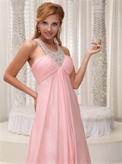 Blush Scoop Cross Back Prom Dress With Handwork Beaded Stars Red Carpet Show