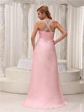 Blush Scoop Cross Back Prom Dress With Handwork Beaded Stars Red Carpet Show