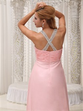 Blush Scoop Cross Back Prom Dress With Handwork Beaded Stars Red Carpet Show