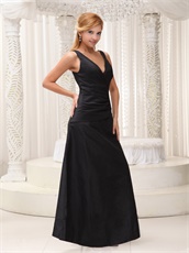 V-neck Black Modest Prom Party Dress For 30 Ladies Custom List