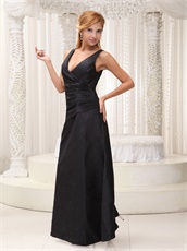 V-neck Black Modest Prom Party Dress For 30 Ladies Custom List