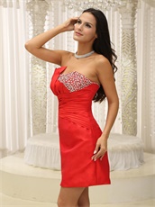 Scollop Strapless Red Taffeta Homecoming Dress Discount