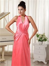 Watermelon Halter Top Prom Dress Back Cut Out Unique Design Enchanting