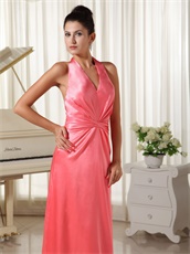 Watermelon Halter Top Prom Dress Back Cut Out Unique Design Enchanting