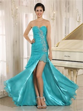 Multilayers Curly Edge Latin Dance Evening Gown Slit Show Leg