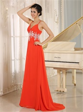 Empire Red Chiffon Prom Gowns Custom Fit Free For Expectant Mother