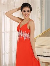 Empire Red Chiffon Prom Gowns Custom Fit Free For Expectant Mother