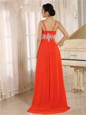 Empire Red Chiffon Prom Gowns Custom Fit Free For Expectant Mother