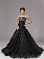 Sweetheart Dropped Waist Black Organza Gothic Style Prom Dress Online