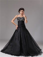 Sweetheart Dropped Waist Black Organza Gothic Style Prom Dress Online