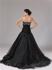 Sweetheart Dropped Waist Black Organza Gothic Style Prom Dress Online