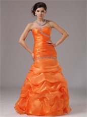 Sweetheart Floor Length Brightly Organge Outdoor Meeting Dress