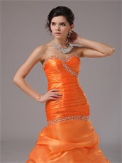 Sweetheart Floor Length Brightly Organge Outdoor Meeting Dress