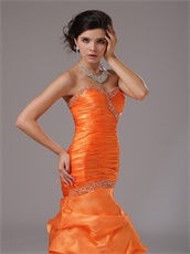 Sweetheart Floor Length Brightly Organge Outdoor Meeting Dress