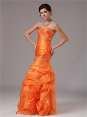 Sweetheart Floor Length Brightly Organge Outdoor Meeting Dress