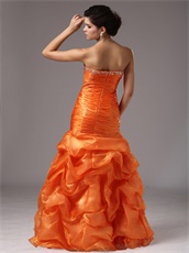 Sweetheart Floor Length Brightly Organge Outdoor Meeting Dress