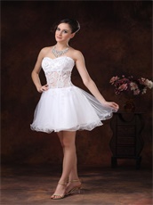 Cute White Curly Hemline Girls Homecoming Dress See Through Waist