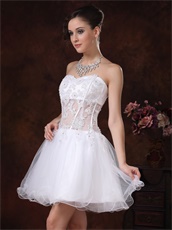 Cute White Curly Hemline Girls Homecoming Dress See Through Waist