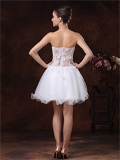 Cute White Curly Hemline Girls Homecoming Dress See Through Waist