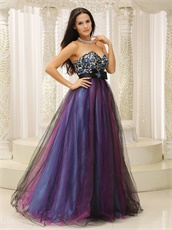 Leopard Bust With Colorful Tulle Holiday Cocktail Prom Dress Long