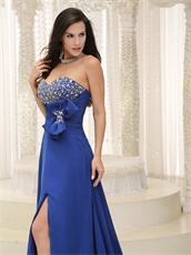 Dignified Royal Blue Gathering Party Dress Bowknot Custom Plus Size