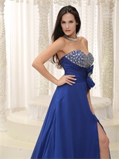 Dignified Royal Blue Gathering Party Dress Bowknot Custom Plus Size