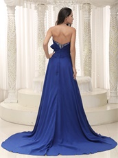 Dignified Royal Blue Gathering Party Dress Bowknot Custom Plus Size