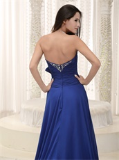 Dignified Royal Blue Gathering Party Dress Bowknot Custom Plus Size