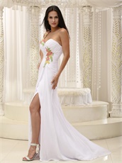 Single Strap Colorful Beading White Prom Dress Custom Made Free