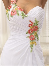 Single Strap Colorful Beading White Prom Dress Custom Made Free