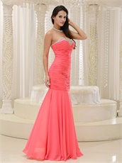 Watermelon Sweetheart Floor Length Mermaid Evening Party Dress