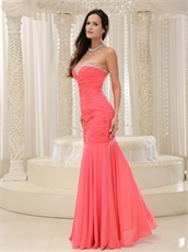 Watermelon Sweetheart Floor Length Mermaid Evening Party Dress