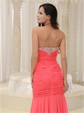 Watermelon Sweetheart Floor Length Mermaid Evening Party Dress