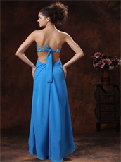 Azure Beaded Decorate Expose Waist Long Split Prom Dress Sexy